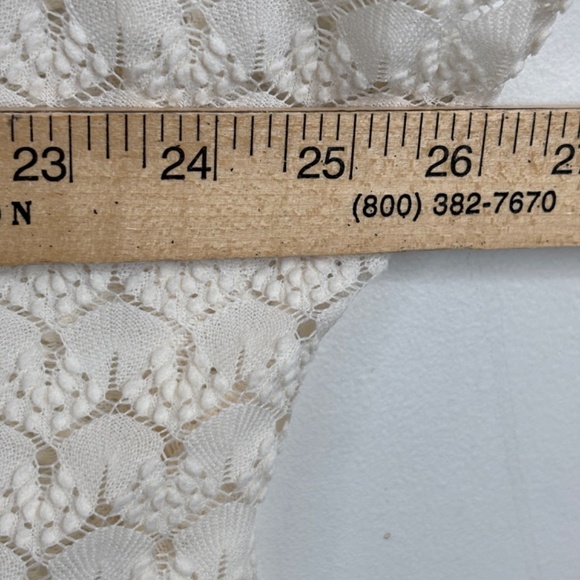 VTG 70s Cream Crochet Duster Cardigan Ivory Lace Kimono Boho Festival Cottage - Picture 7 of 8